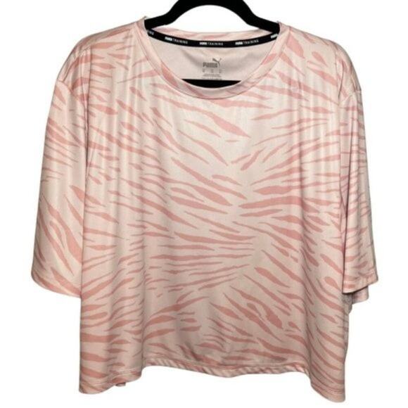Puma Womens Pink Zebra Print Oversized T-Shirt XL 100% Polyester - Picture 3 of 10